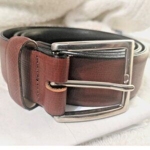 Ermenegildo Zegna 1.25 inch Men's Leather Dress Belt Brown 36 95 Made in Italy